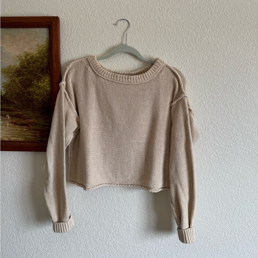 Free People Inside Out Cream Sweater
